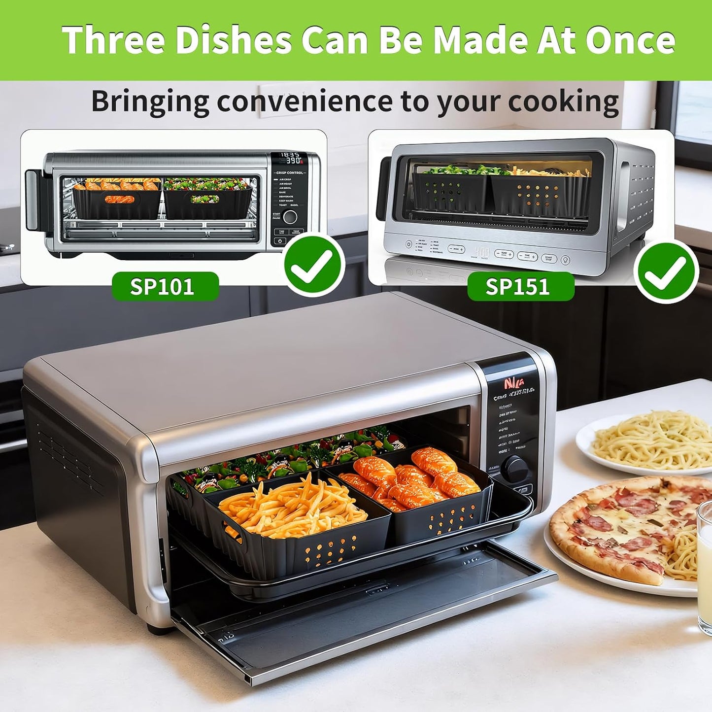 Silicone Air Fryer Liners for Ninja SP101 SP151 SP351 Air Fryer Oven 3 PCS | Silicone Oven Liners Air Fryer Accessories for Ninja Digital Air Fry Countertop Oven SP101 SP151 SP351 SP201 SP301