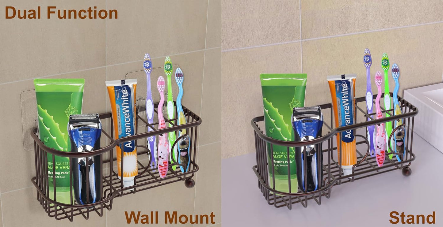 Simple Houseware Multi-Functional 6 Slots Toothbrush Holder, Bronze