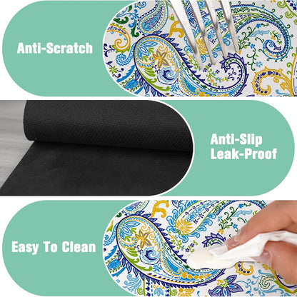 Kitchen Sink Splash Guard Faucet Mat 24" X 5.5" Tropical Leavesl Absorbent Fast Drying Mat Faucet Draining Mat Sink Splash Guard Behind Faucet Drip Catcher for Kitchen Bathroom