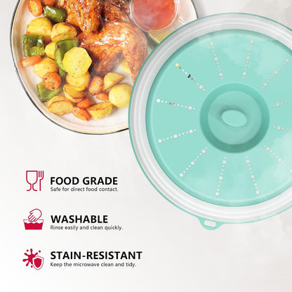WVM Microwave Splatter Cover Vented for Food with Hook Hole, Splatter Guard & Colander Kitchen Gadget for Food, Meal Prep, Grey