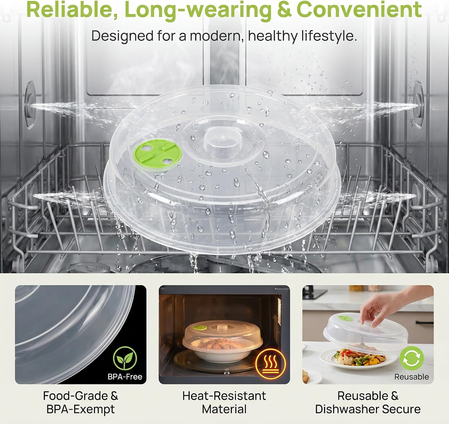 Microwave Covers 5 PCS, Microwave Splatter Cover, Dish Lid Plate Cover | Adjustable Steam Vent | Microwave Covers for Food | PP Material BPA Free | Microwave Oven Safe