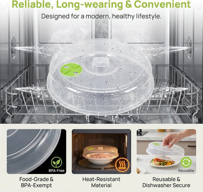 Microwave Covers 5 PCS, Microwave Splatter Cover, Dish Lid Plate Cover | Adjustable Steam Vent | Microwave Covers for Food | PP Material BPA Free | Microwave Oven Safe