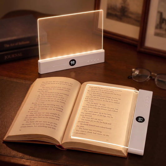 Book Reading Light Flat Screen Smart LED, Clear Study Lamp (White)