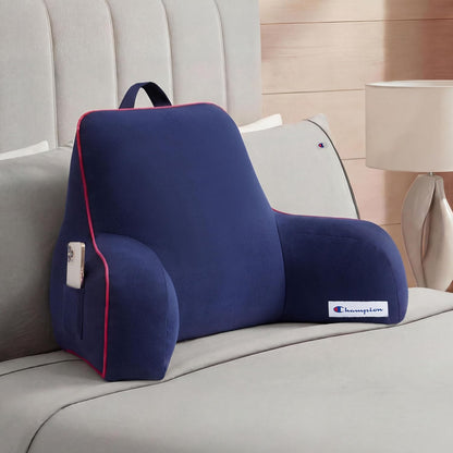 Champion Faux Wool Bedrest Pillow, 100% Polyester Cover and Fill, Spot Clean Only, Navy Blue, 29" x 24.5" x 10.5"