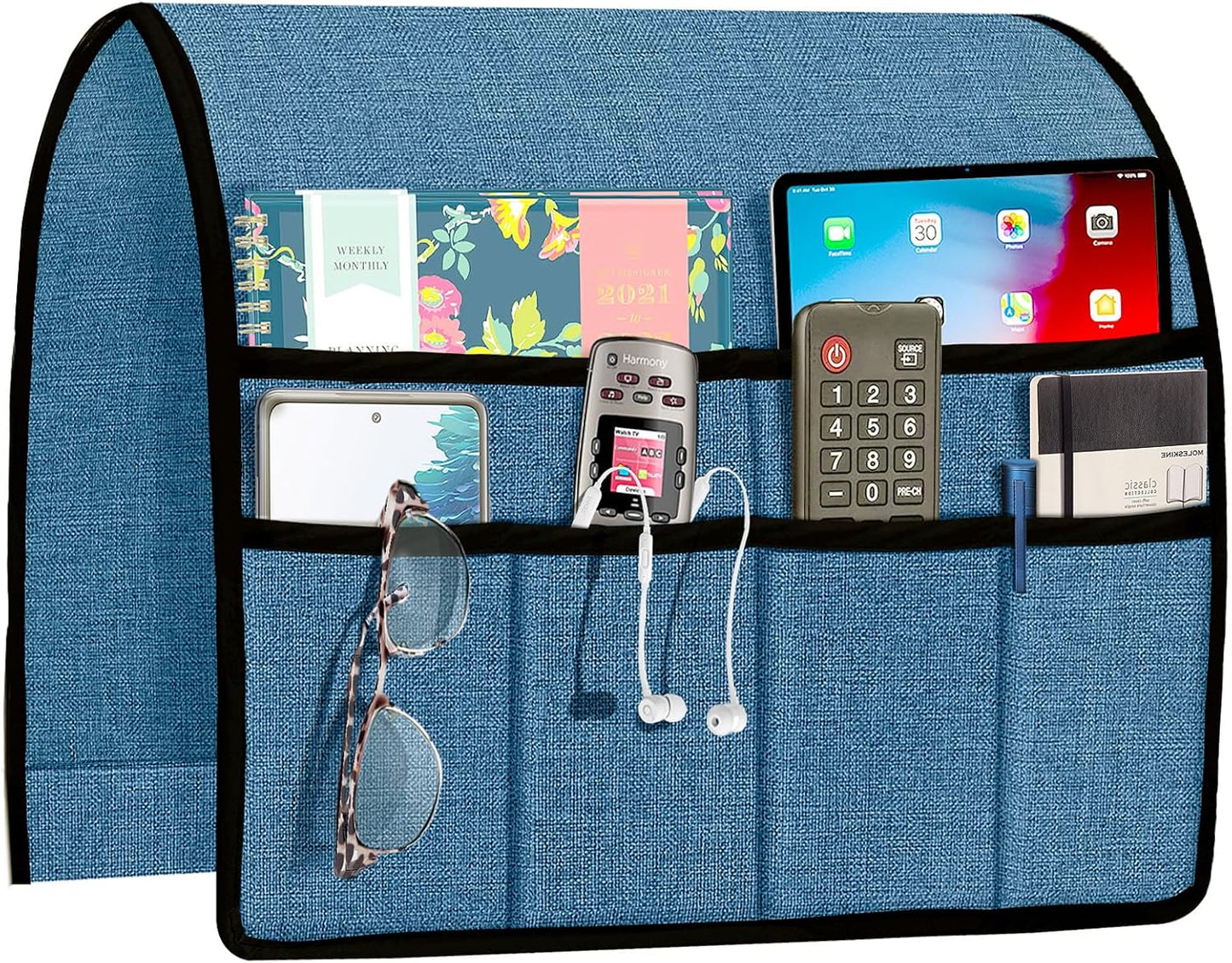 Joywell Remote Caddy Couch Remote Control Holder for Recliner Sofa Armrest Organizer Non Slip Arm Chair Caddie with 6 Pocket Storage for Magazine, Tablet, Phone, iPad, Black