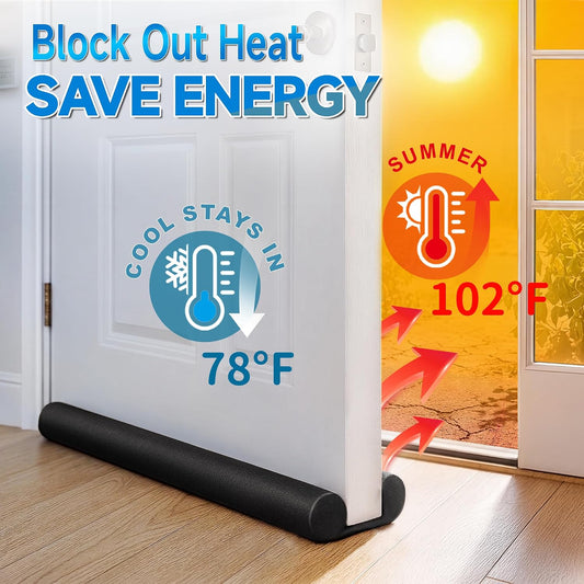 Door Draft Blocker 32 Inches Door Sweep for Interior Doors Wind Blocker Door Bottom Seal Weather Stripping Black Door Draft Stoppers for Bottom of Door 32 Inch Block Cold Air Noise Smoke Stopper | Door Bottom Seal Weather Stripping Door Draft Stoppers