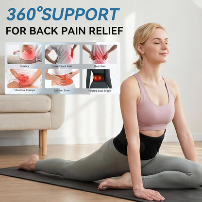 Cordless Portable Heating Pad with Massager for Back Pain Relief,5000mAh Rechargeable Lower Back Massager with 3 Heat 3 Vibration,Wireless Heating Pad for Cramps,Back Support Heat Massage Belt