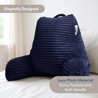 Nestl Reading Pillow with Shredded Memory Foam, Luxe Cut Plush Back Pillow for Sitting Up in Bed, Back and Arms Adjustable Support for Adult & Teens, Backrest Pillows with Washable Cover Dark Grey