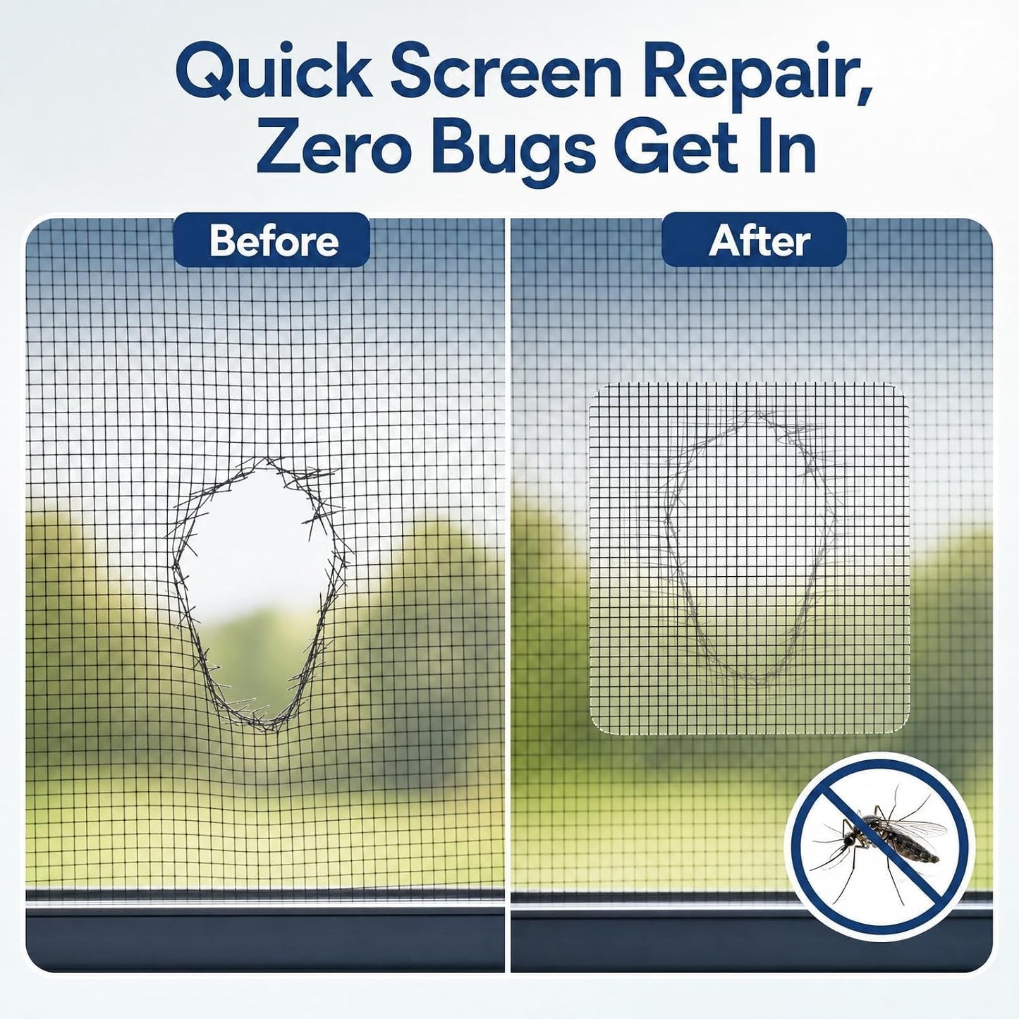 20Sheets Window Screen Patches Repair Kit, 4 Sizes Black Windows Screen Repair Mesh Tapes Blow Dryer, Self-Adhesive Windows Screen Repair Tapes for Window, Door, Screen Tears Holes
