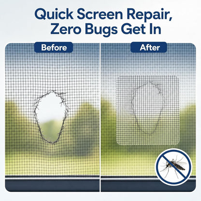 20Sheets Window Screen Patches Repair Kit, 4 Sizes Black Windows Screen Repair Mesh Tapes Blow Dryer, Self-Adhesive Windows Screen Repair Tapes for Window, Door, Screen Tears Holes