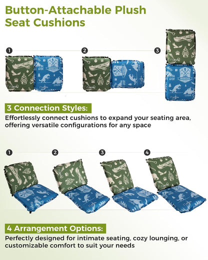 ATEPA Inflatable Seat Cushion | 2" & 2.5" foam core seat pad, Self inflating, Compact, Stadium, Airplane, Travel, Camping, Hiking, Sports events