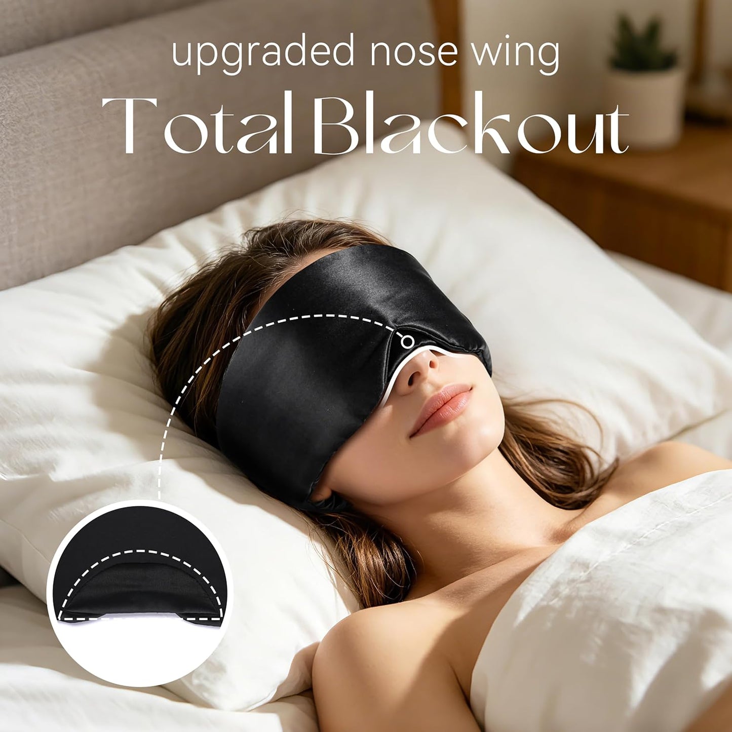 Silk Sleep Mask 22 Momme 100% Mulberry Silk & 3.5cm Silk Hairband Set for Side Sleeper Women Men,Light Blocking Nose Pad, Adjustable Silent Strap,Eye Mask fo Home & Travel Use (Pink)
