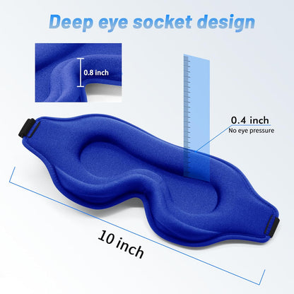 Sleep Eye Mask for Men Women, Lash Extensions 3D Sleeping Mask, Travel Blackout Night Blindfold Eye Shade Cover with Adjustable Strap (Black)