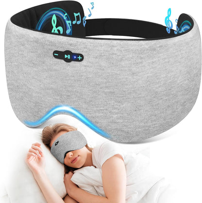 Sleep Mask with Bluetooth 6.0 Headphones, 20H Playtime Sleeping Headphones for Side Sleepers, Adjustable Blackout Eye Mask for Travel Meditation, Noise-Reducing Sleep Mask Gifts for Women Men