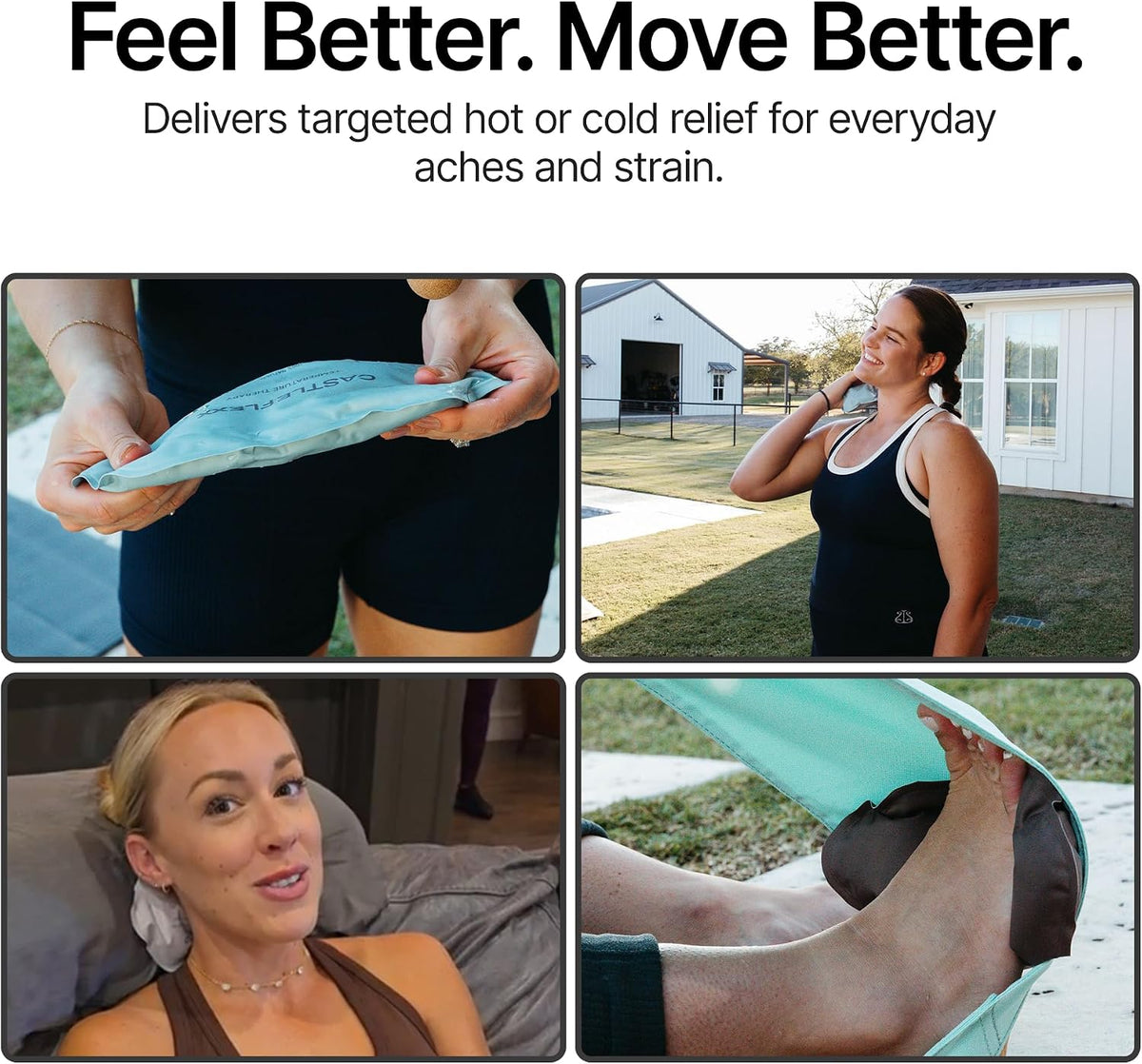 CastleFlexx Dual Hot & Cold Therapy Packs | Gel-Free, Flexible & Reusable for Neck, Shoulders, Joints & Muscles | Microwave & Freezer Safe | Ideal for Daily Relief - Earth