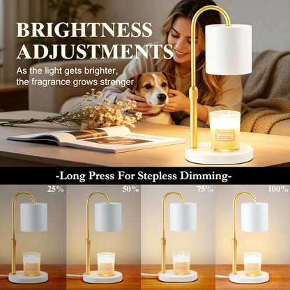 Dreamholder Electric Candle Warmer Lamp with Timer, Dimmable Candle Lamp with Adjustable Height, Wax Melter for Jar Candles Wood Base Floral Home Decor Gifts for Women Mom, Silver Glass