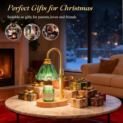 Flower Candle Warmer Lamp,Adjustable Timer & Dimmer(Green) | Adjustable height fits jars. Timer & dimmer safe melt. 2 bulbs & heat-proof base. Perfect for bedroom, office, or gifting.