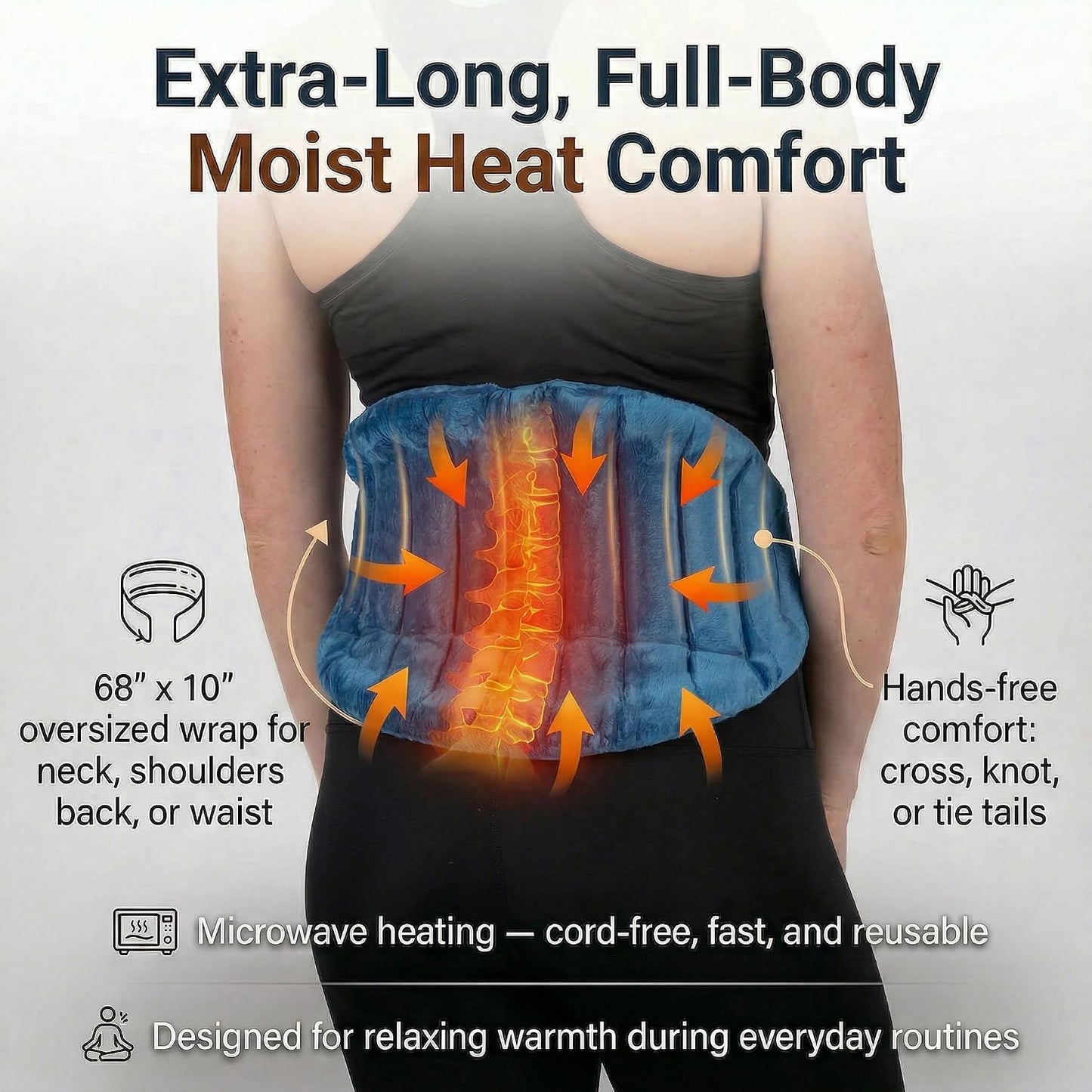 Microwavable Ultimate Body Wrap, 68" x 10" | Therapeutic Moist-Heat Relief, Extra-Long, Full-Body Coverage, Reusable