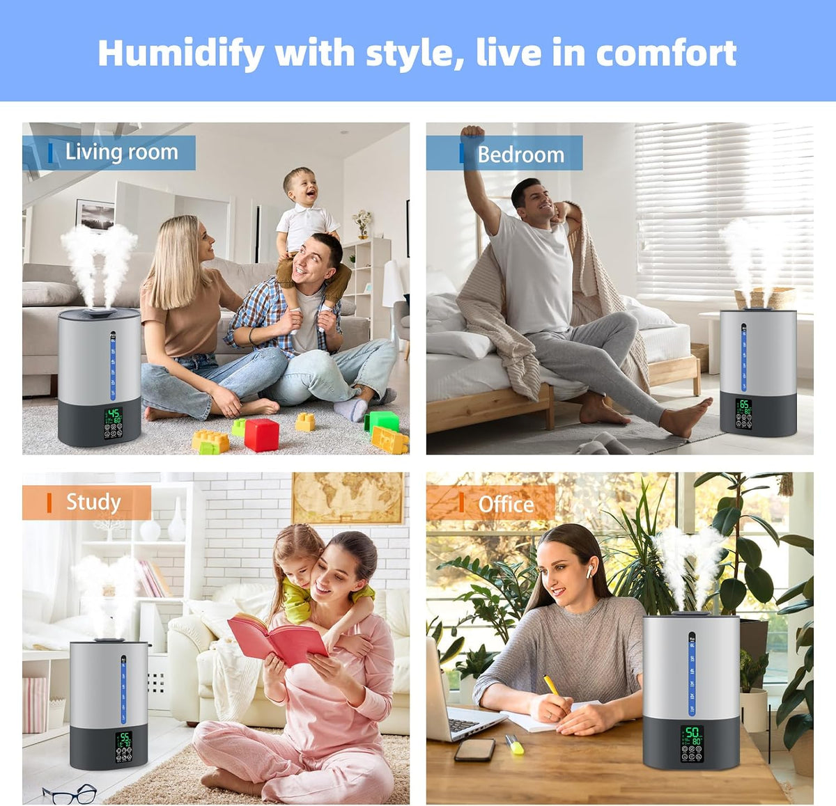 Coolfiqu 6L Warm & Cool Mist Humidifiers for Bedroom,Large Room,Plants