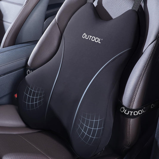 Patented Lumbar Support Pillow for Car, Truck Accessories Travel Essentials, Memory Foam Back Cushion for Driving Seat, Back Pain Relief,Washable Cover, Lower Back Support Fits Most Cars(Black)