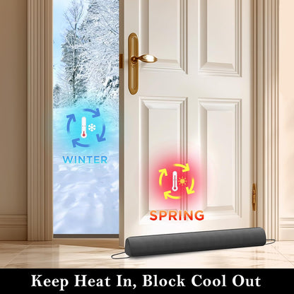 Door Draft Stopper, Removable Washable Cover, 38", Gray | Weighted Gap Filler, Blocks Hot and Cold Air, All-Season Seal, Easy Install, Noise & Wind Blocker, Home Essentials