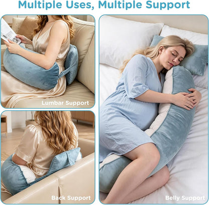 Ergonomic Reading Pillow with Arm & Back Support, U-Shaped | Long Round Lap Pillow, For Side Sleep, Crochet, Game, Work, Siting In Bed & Sofa, Short-pile Fabric, Memory Foam, Dark Grey