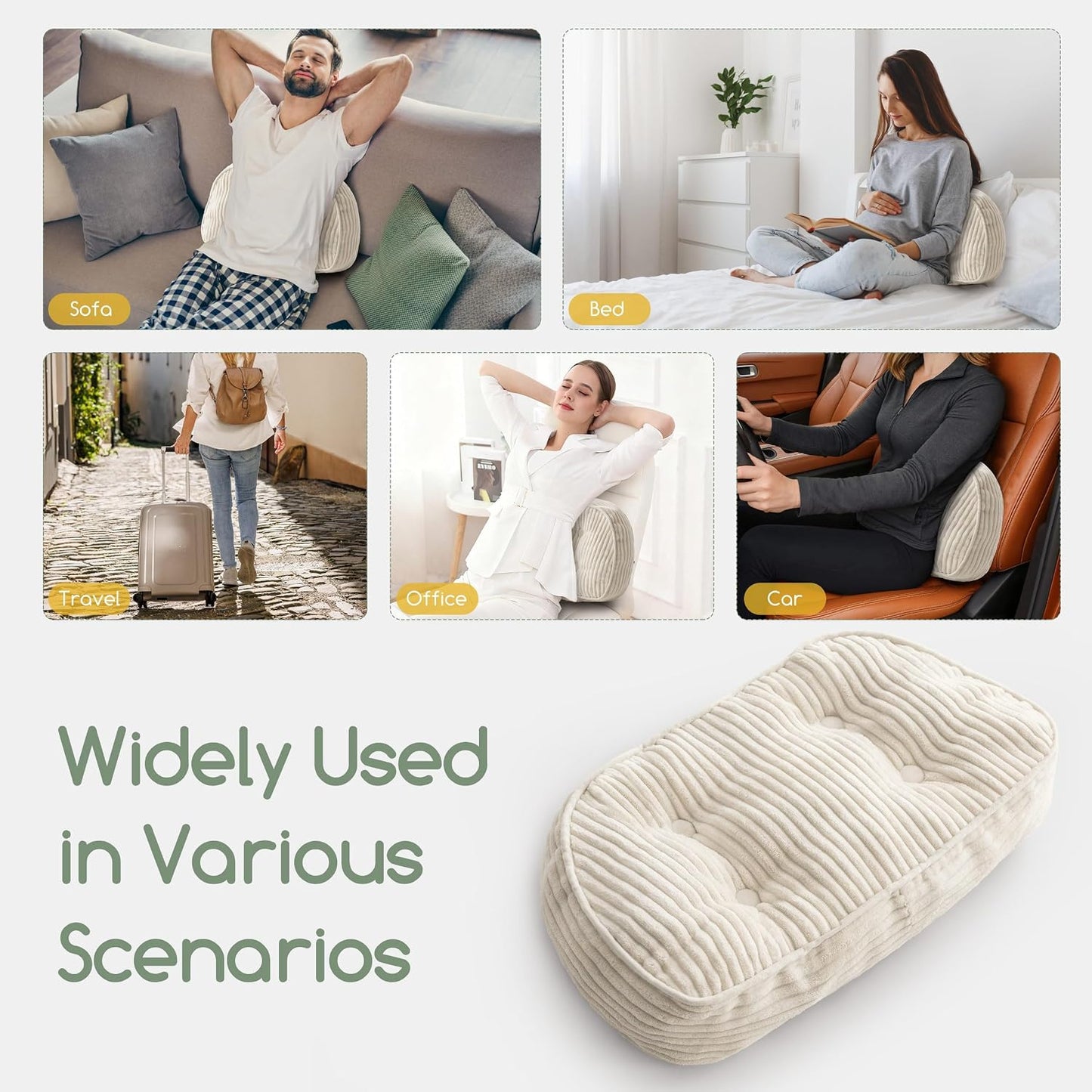 HIGOGOGO Lumbar Support Pillow for Recliner Chair/Accent Chair/Couch/Office Chair, Tufted Corduroy Back Support Cushion for Elderly, Recliner Cushions for Back Rest, Pain Relief, Reading, Dark Grey