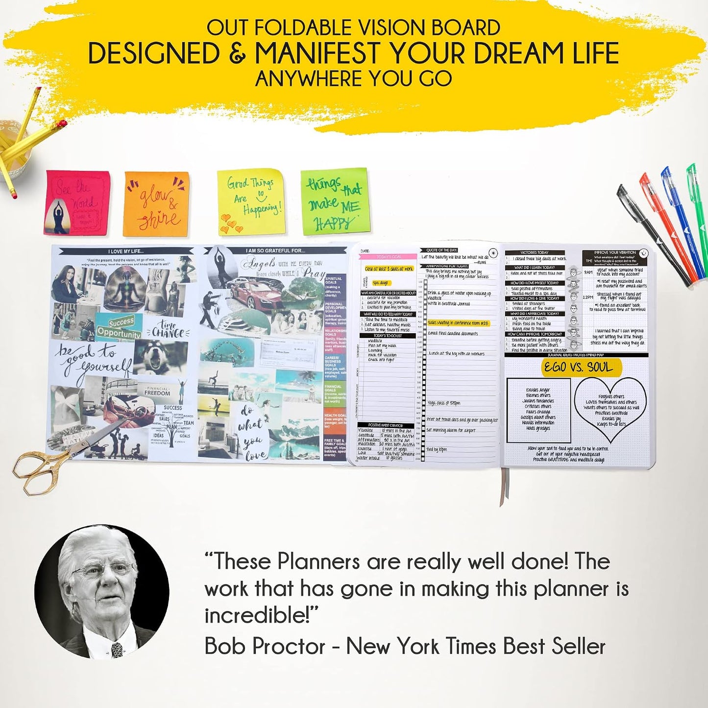 Freedom Mastery Daily Journal of Gratitude, Productivity & Habit Tracker | Undated 90-Day Planner with Daily Reflection, Mindfulness, Positivity, Vision Board & Stickers, Gratitude Journal for Women