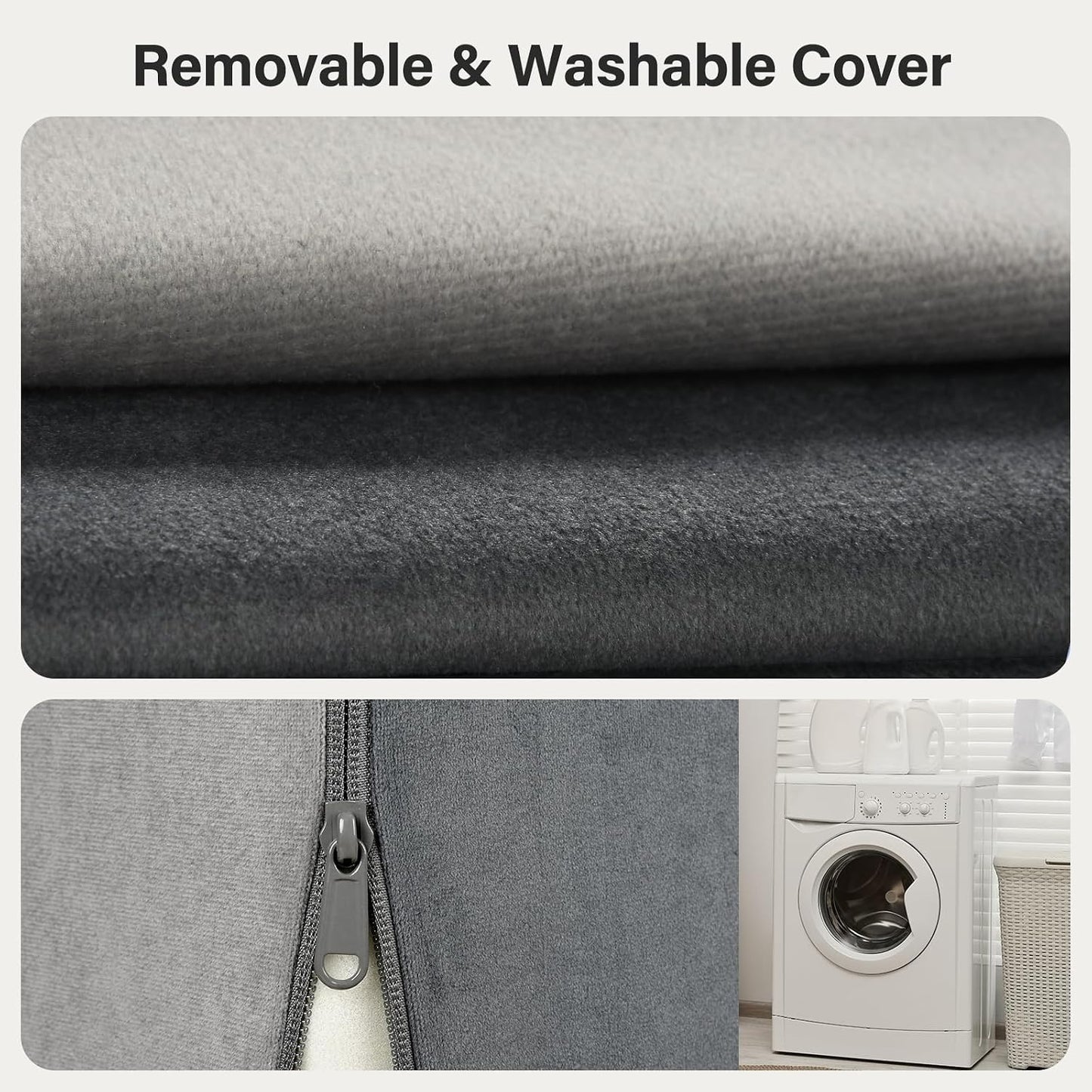 Vekkia 21" Reading Pillow for Bed with Adjustable Arms and XL Side Pockets | 60° Wedge Back Support, Washable Cover, Support Chair for TV, Gaming, Working, Nursing, Recovery in Bed & Floor, Black/Gray