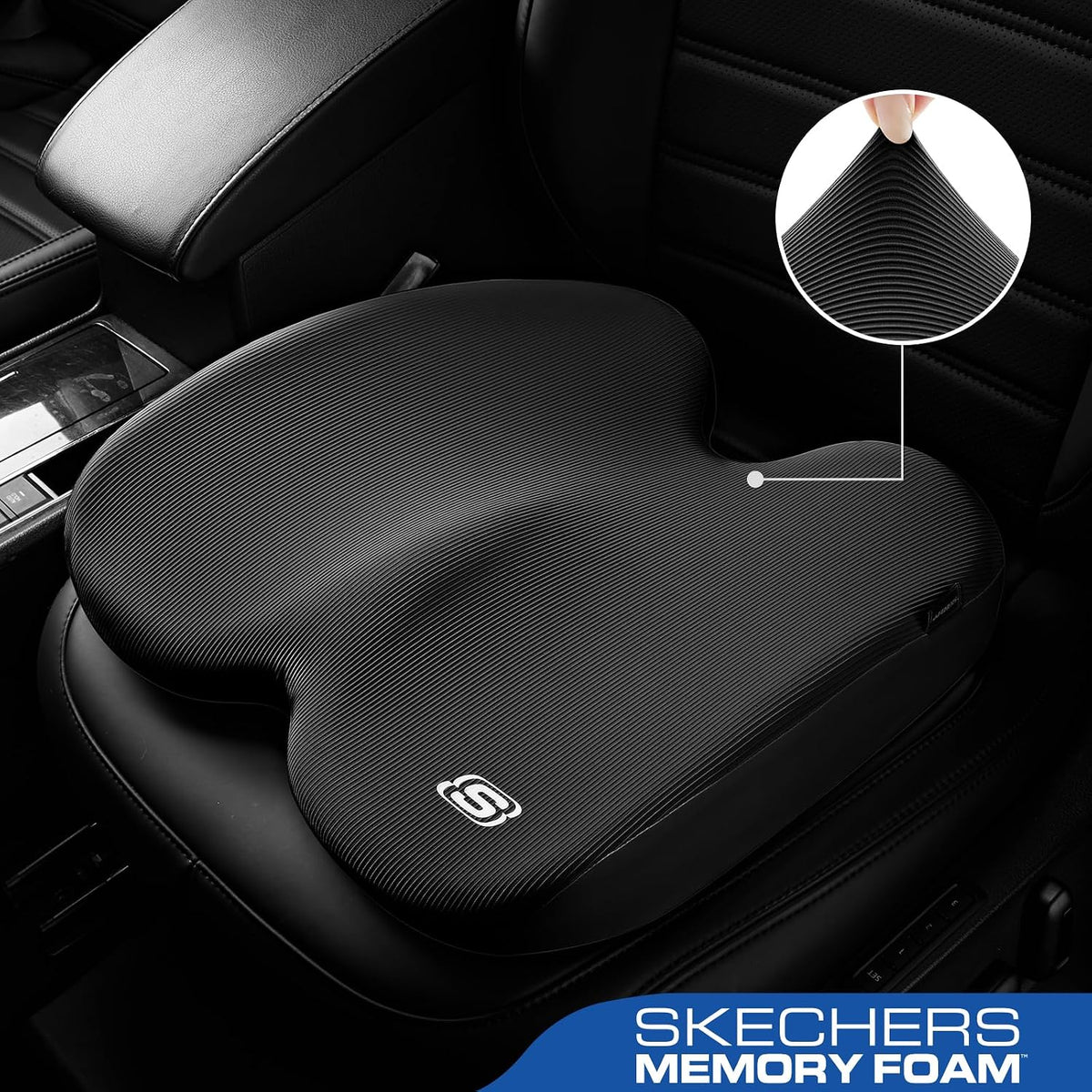 Skechers Seat Cushion, Ergonomic Memory Foam Cushion for Long Sitting Hours on Office & Home Chair, Car Seat Cushion for Sciatica, Coccyx Cushion,Brown
