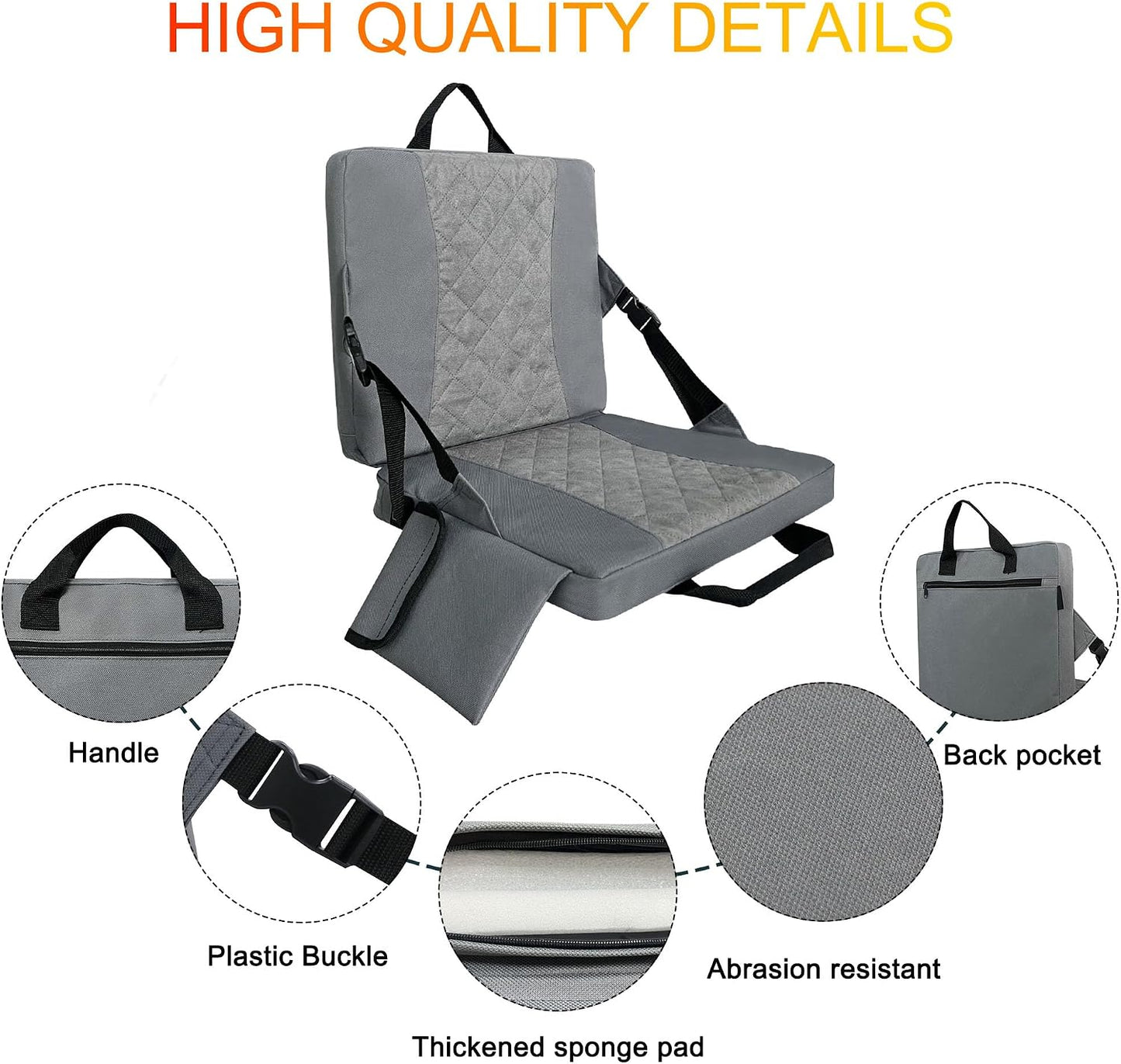 Heated Stadium Seats for Bleachers,Foldable Heated Seat Cushion,Portable Seat Pad,USB Powered Great for Outdoor Sports,Concerts,Camping (No Power Bank) (Grey)