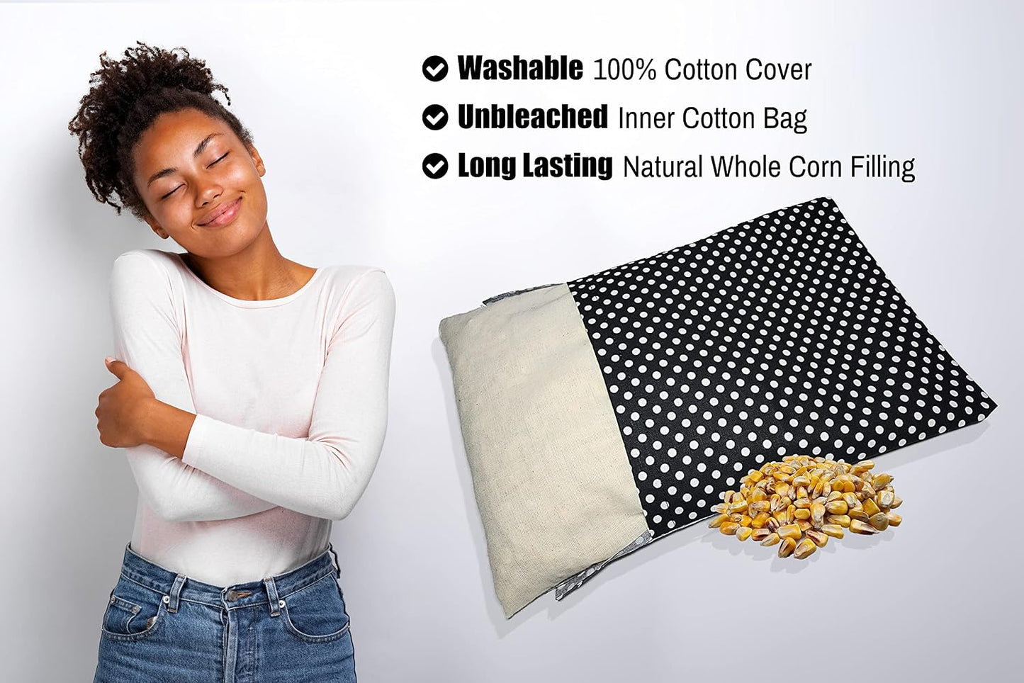 Microwavable Corn Filled Heating Pad and Cold Pack/Washable 100% Cotton Cover (Cross Hatch - Mint, 7.5in W x 11in L)