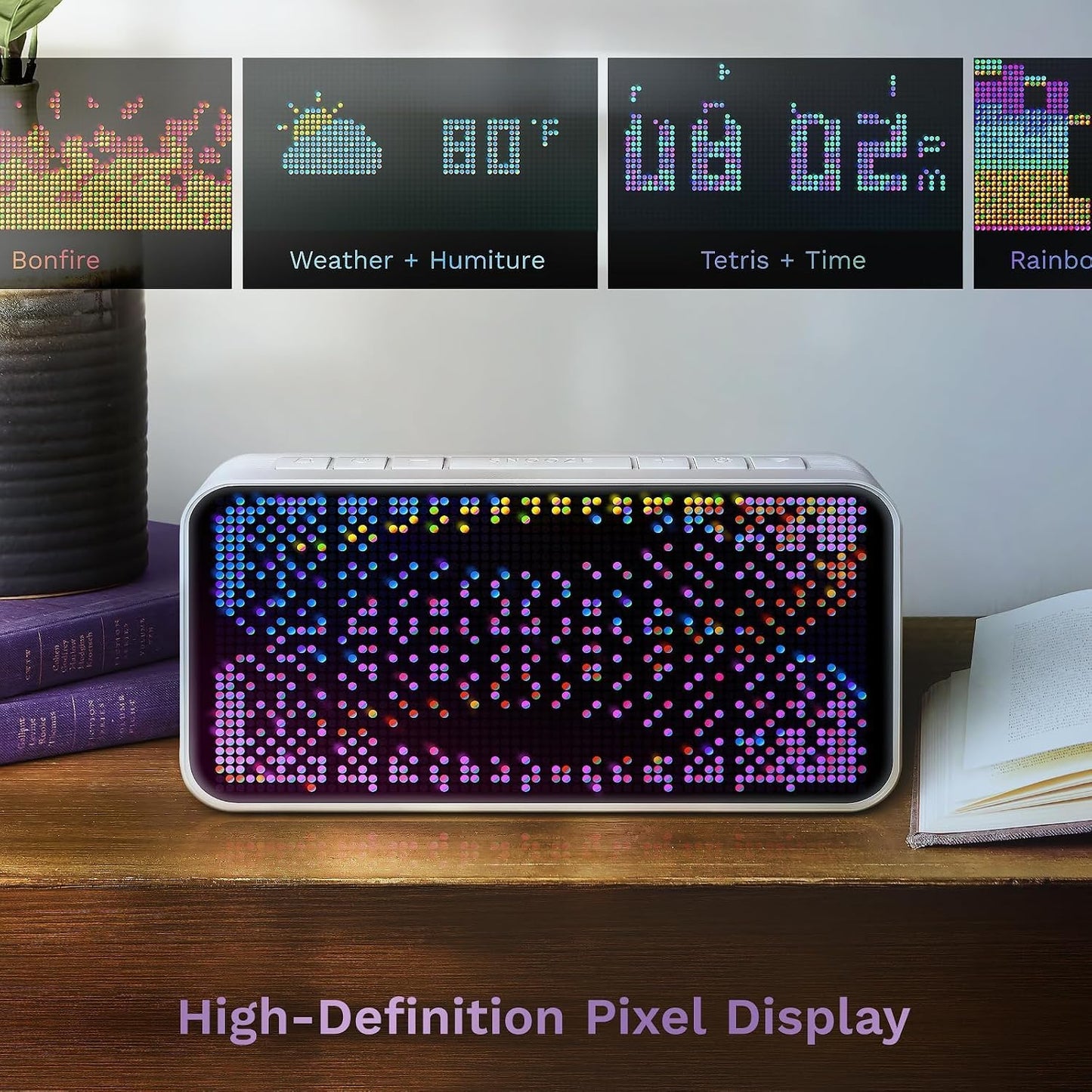 Dekala Bed Shaker Loud Alarm Clock for Heavy Sleepers Adults, Vibrating Dual Alarm Clocks for Bedrooms, Large Display Auto Dimmer,Temperature & Humidity Detect, 7-Day Programmable, Ideal Gift