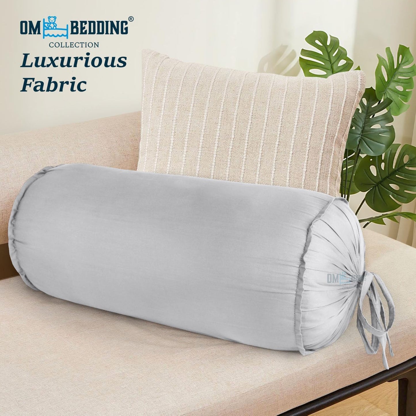 SAHARBEDDINGS 2 Pieces Cervical Neck Roll Pillow Cover with Cotton Bolster Pillowcases for Cylindrical Cushion and Drawstring Closure Round Neck Pillowcase (Plum, Roll Pillow 18x3 Pack of 2)