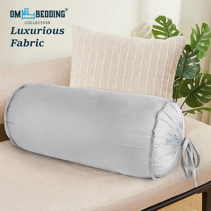 SAHARBEDDINGS 2 Pieces Cervical Neck Roll Pillow Cover with Cotton Bolster Pillowcases for Cylindrical Cushion and Drawstring Closure Round Neck Pillowcase (Plum, Roll Pillow 18x3 Pack of 2)