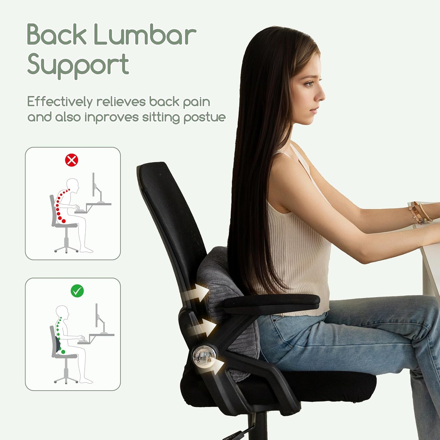 HIGOGOGO Lumbar Support Pillow for Recliner Chair/Accent Chair/Couch, Memory Foam Back Support Cushion for Elderly, Recliner Cushions for Back Rest, Pain Relief, Reading, Washable Cover, Brown