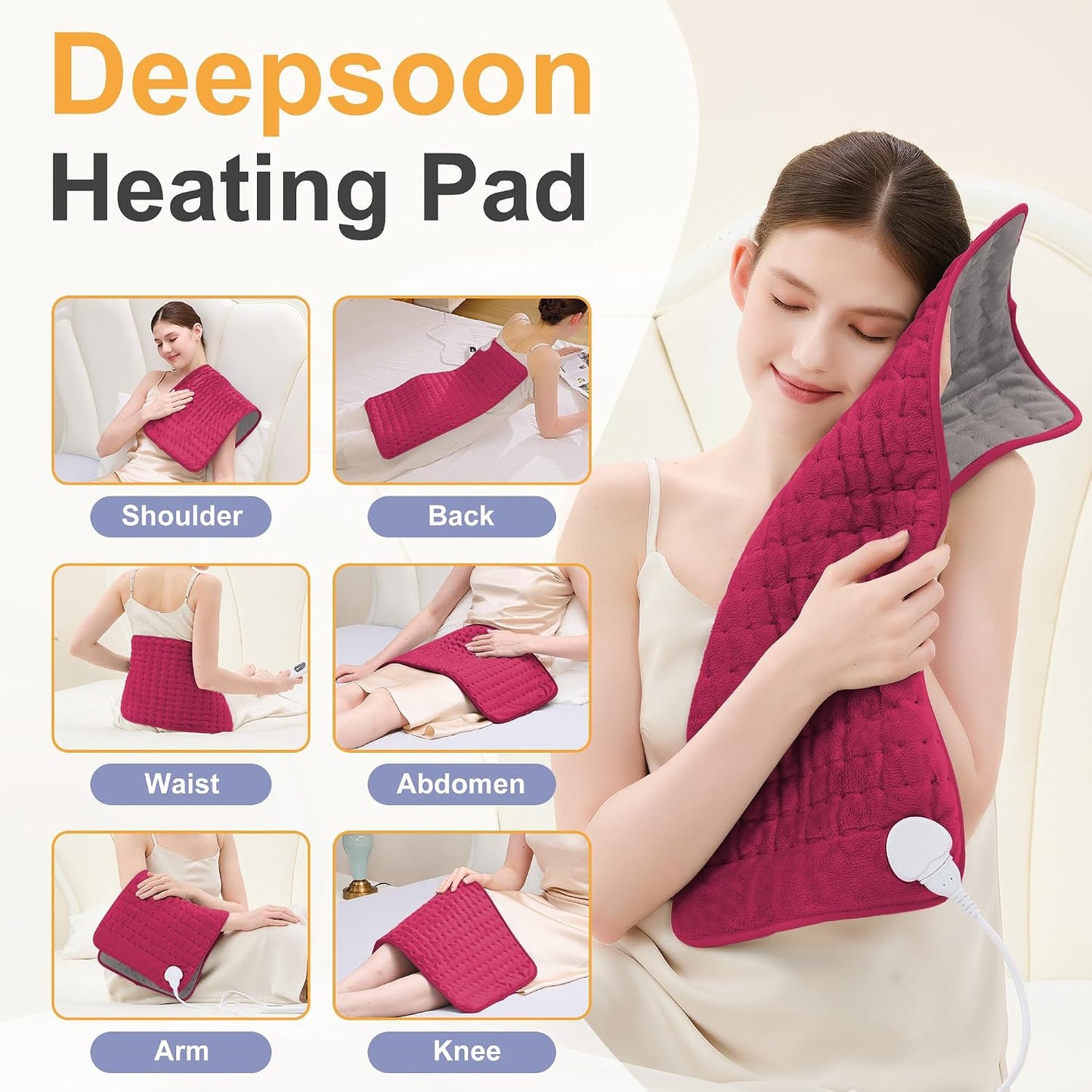 Heating Pad,Heated Blanket,Heating Pad for Back Neck,Grey,24x12 Inch | Electric Heating Pad,Dry/Moist Heat Heating Pads,Heating Pads for Shoulder,Abdomen,Heat Pad for Women Men,Birthday Gift