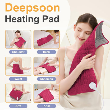 Heating Pad,Heated Blanket,Heating Pad for Back Neck,Grey,24x12 Inch | Electric Heating Pad,Dry/Moist Heat Heating Pads,Heating Pads for Shoulder,Abdomen,Heat Pad for Women Men,Birthday Gift
