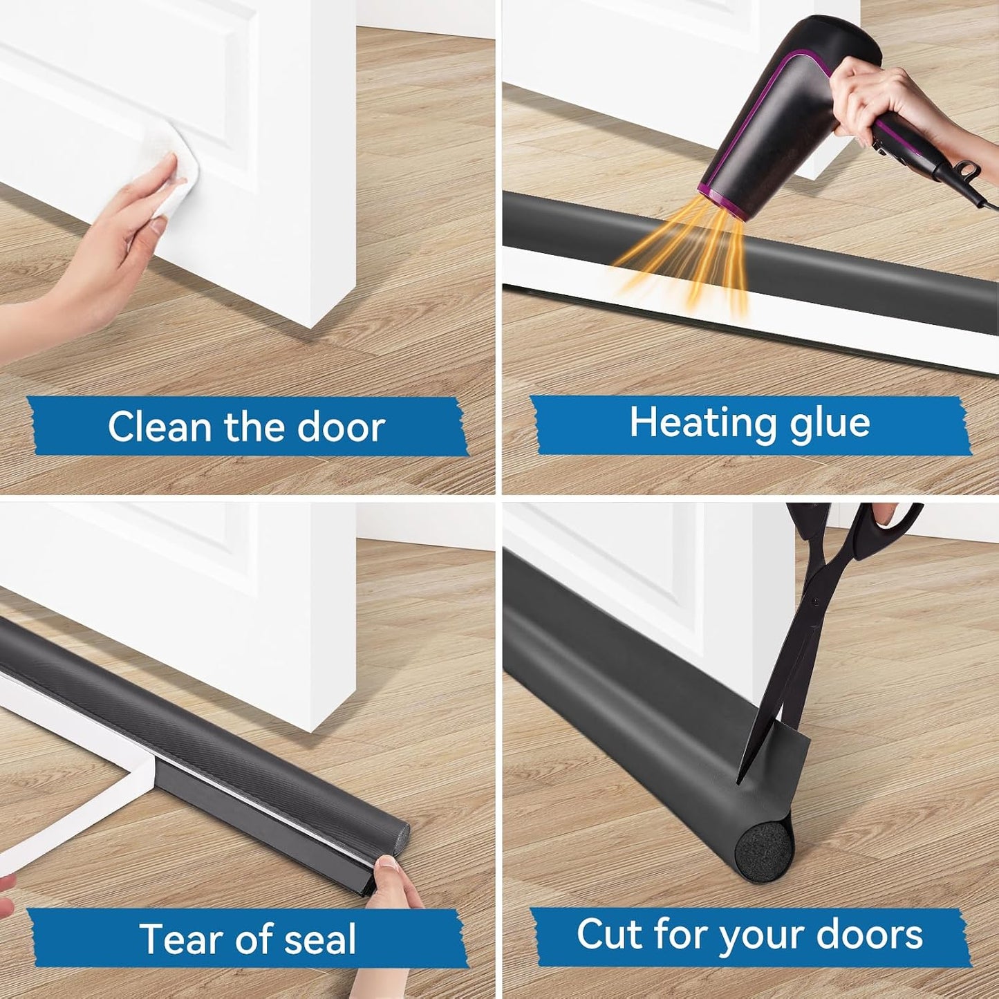MAXTID Under Door Draft Stoppers 36 Inch White Door Draft Blocker Draft Stoppers for Bottom of Doors Seal Gap Reduce Wind/Breeze, Cold Air, Dust, Smoke, Door Seal Strips Sweeps