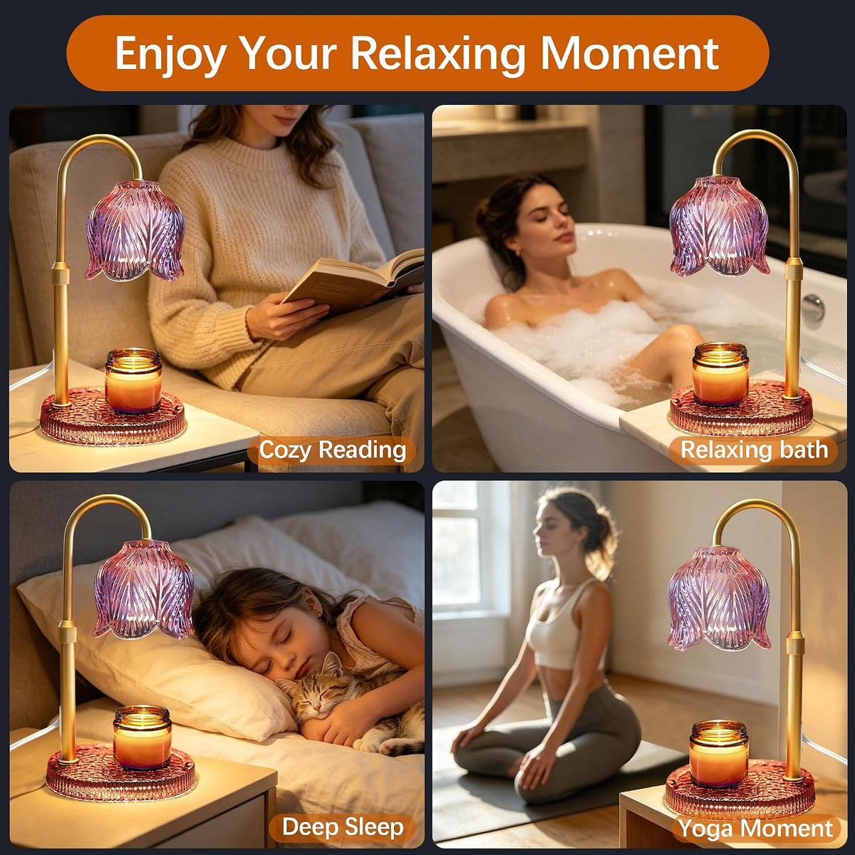 Candle Warmer Lamp with Timer and Dimmer, Adjustable Height Design