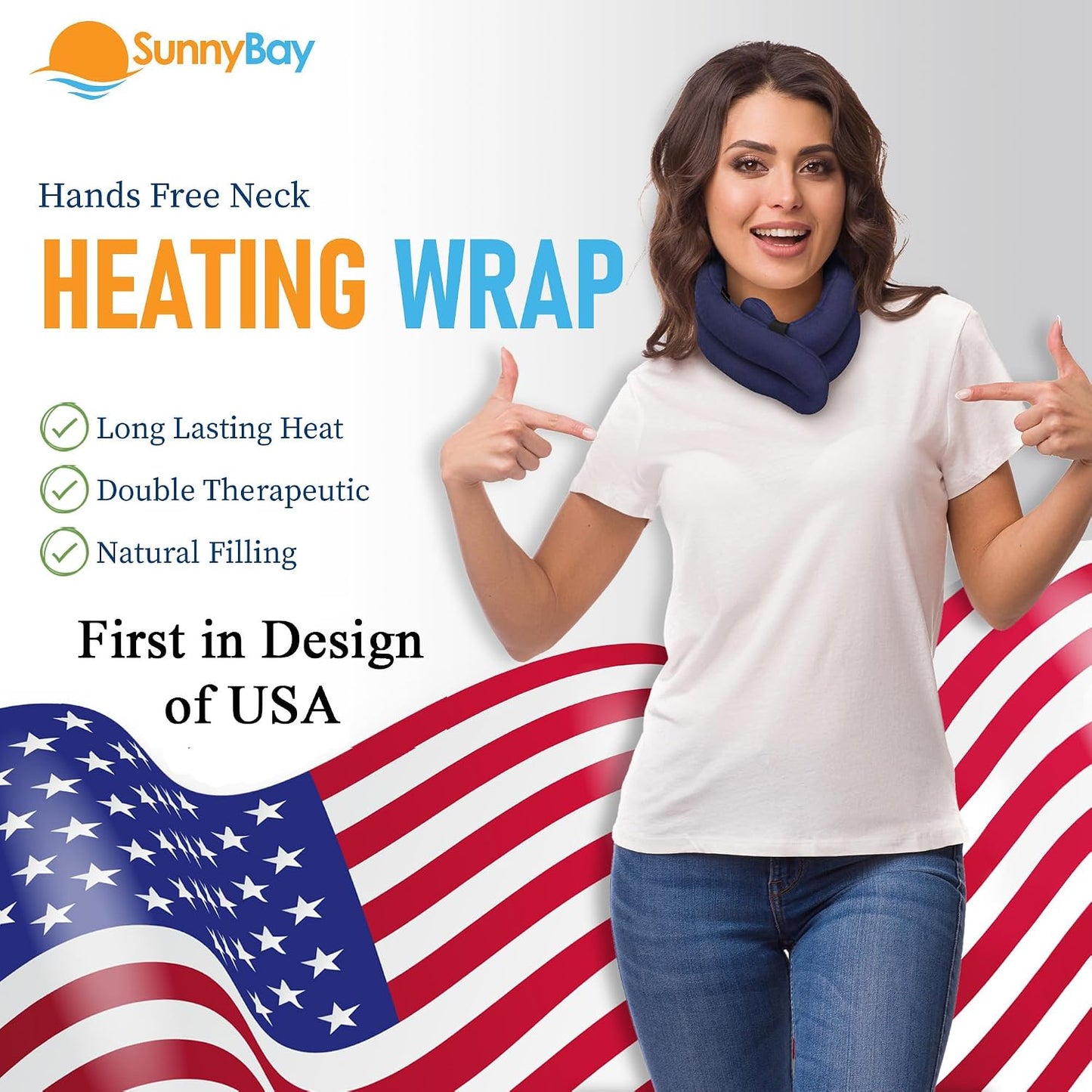 SunnyBay Microwave Heating Pad, Microwavable Heated Neck and Shoulder Wrap, Hands-Free Weighted Moist Hot or Cool Pack, Soft Fleece Cover and Flaxseed Filling, 26 Inch Length, SkyBlue