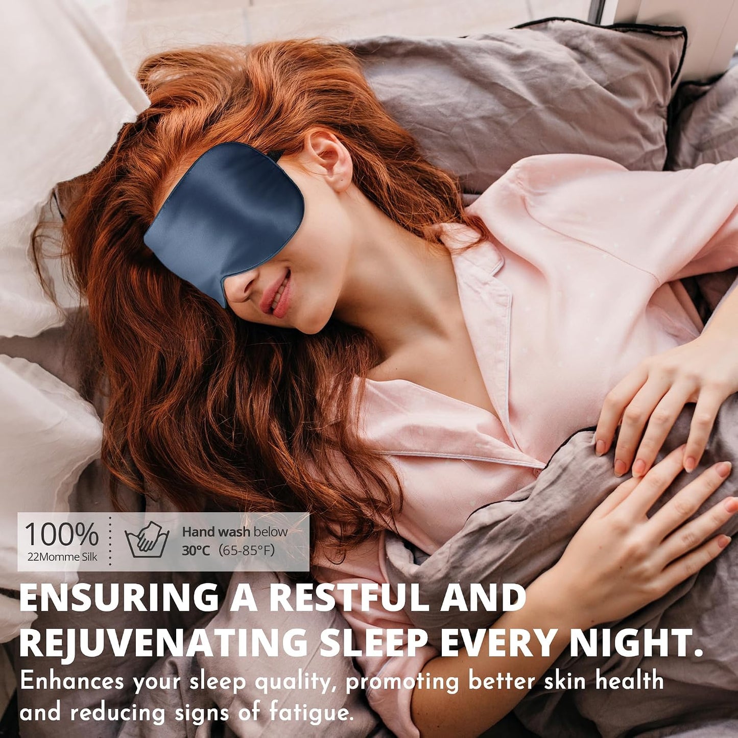 Sleep Mask, Silk Eye Mask for Sleeping with Adjustable Strap, Satin Blackout Sleeping Eye Mask for Men&Women, Comfortable Blindfold Eyeshade for Night Sleep(Black)