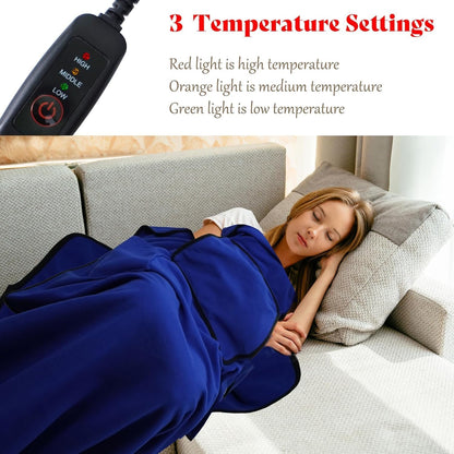 Kirkwood Kitchen Heated Blanket with USB Power, Soft Portable Outdoor Blanket, Stadium Blanket, Picnic Blanket, for Traveling, Camping, Hiking & Outdoor Activities or Wheelchair Use, Blue