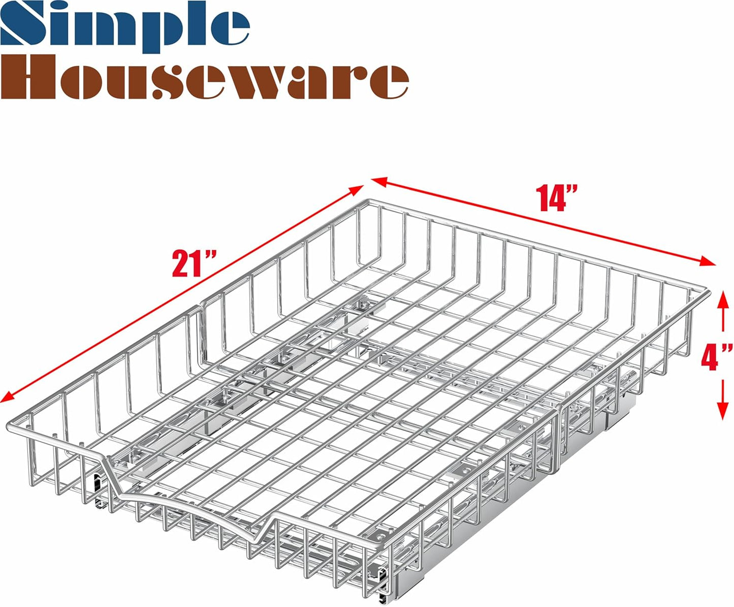Simple Houseware Under Cabinet Pull Out Sliding Shelf, 21" Dx11 W, Chrome