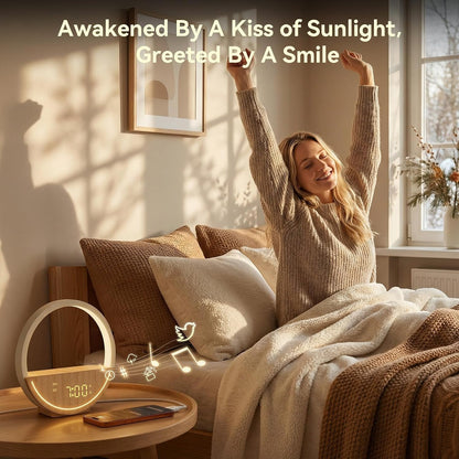 Vivilumens Sunrise Alarm Clock White Noise Sound Machine for Bedroom | Gentle Wake Up Light with 20 Soothing Sounds Sleep Aids, Dimmable Clock, Touch Control, Timer, Dual Alarms for Heavy Sleepers