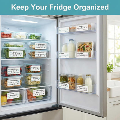 Food Storage Labels, 1 x 2 Inch, 1000 Pieces Removable Freezer Stickers, 2 Rolls