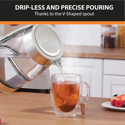KRUPS Smart Temp Electric Kettle: 1.7L Capacity, 5 Precise Temperature Settings, Digital Display, Cool-Touch Exterior, Cordless Design for Tea and Coffee Lovers