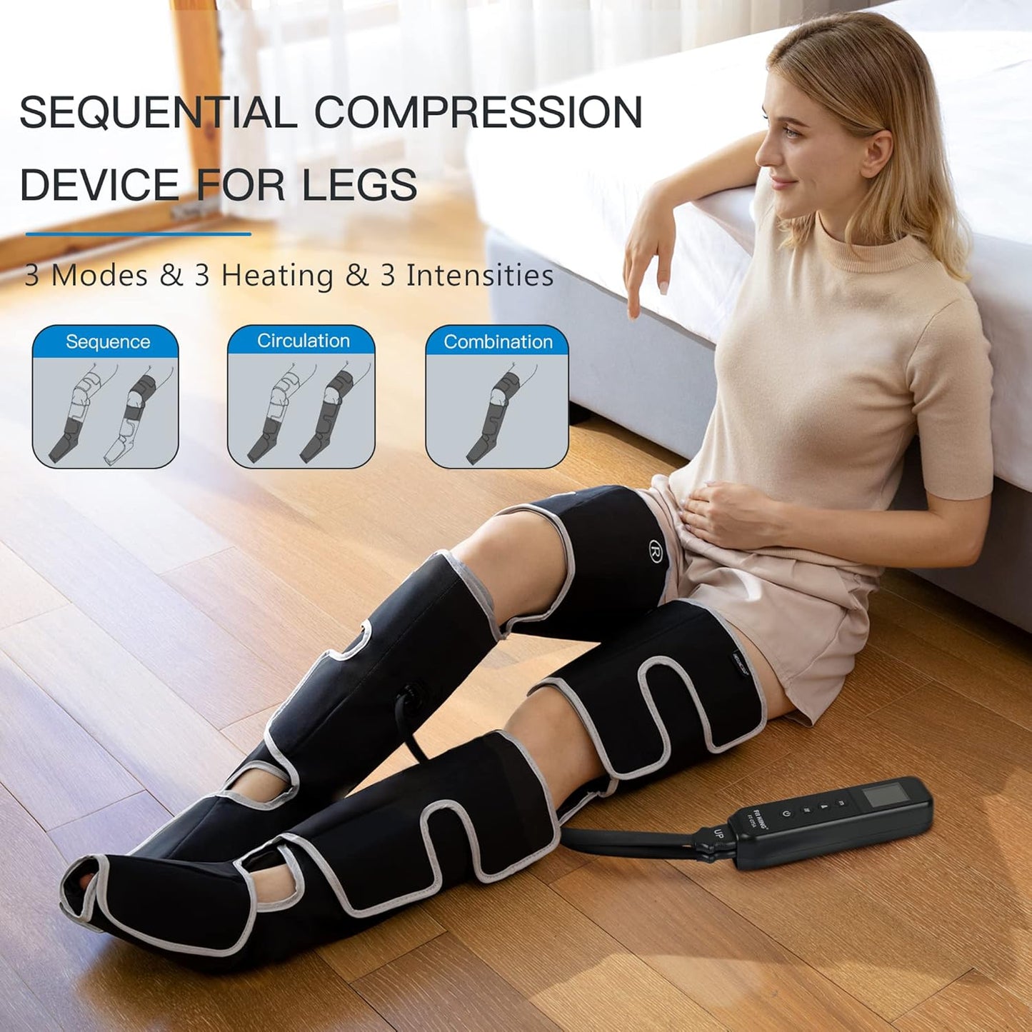 CINCOM Leg Massager with Heat and Compression FSA - HSA, Sliver | 3-in-1 Foot Calf & Thigh Massager for Circulation and Pain Relief Helpful for Lymphedema Edema Restless and Relaxation