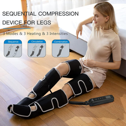 CINCOM Leg Massager with Heat and Compression FSA - HSA, Sliver | 3-in-1 Foot Calf & Thigh Massager for Circulation and Pain Relief Helpful for Lymphedema Edema Restless and Relaxation