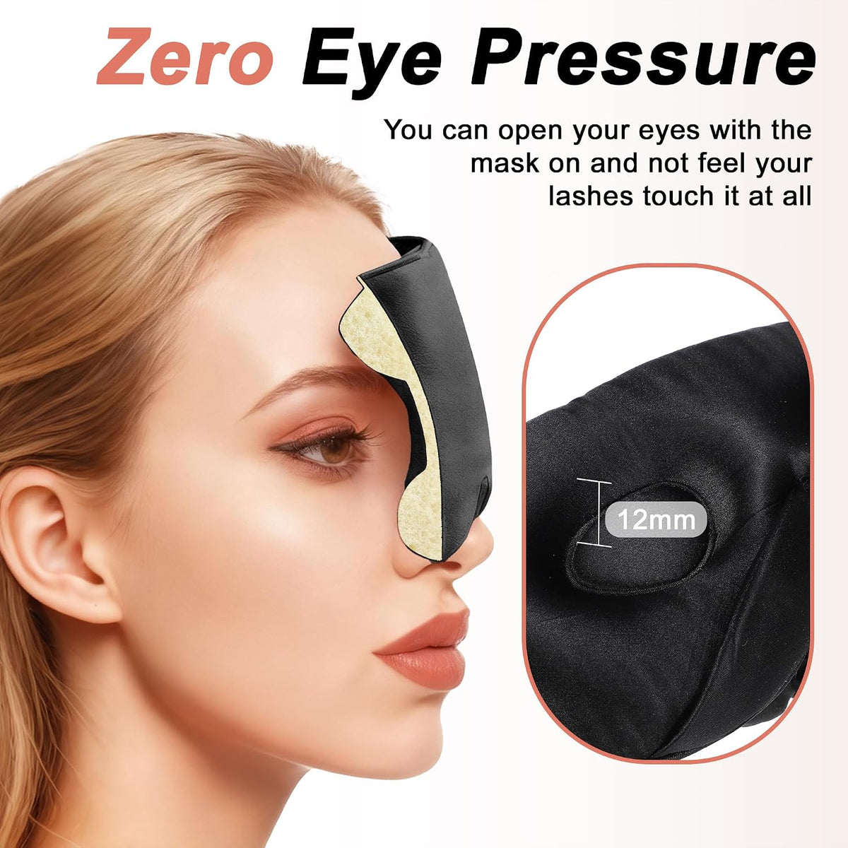VOCOSTE 3D Silk Sleep Mask with Travel Pouch, Bean Pink